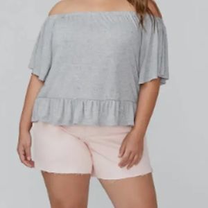 Lane Bryant off the shoulder top, heather gray color, size 14/16, EUC